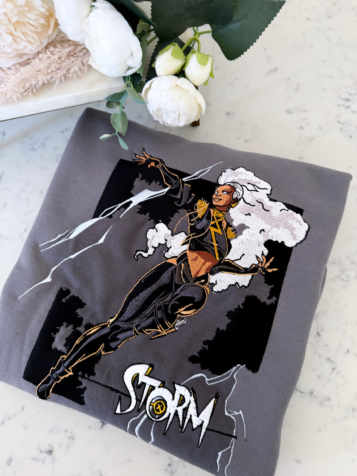Storm Marvel Adult Embroidered Sweatshirt and T-Shirt
