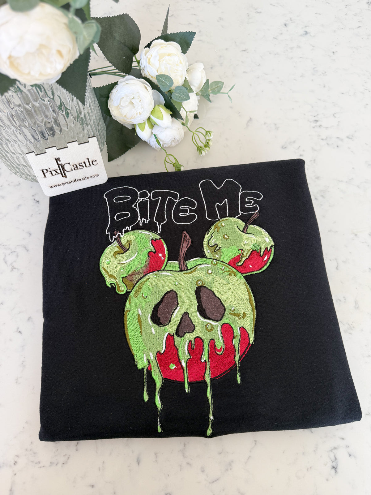 Bite Me Embroidered Adult Sweatshirt and T-Shirt