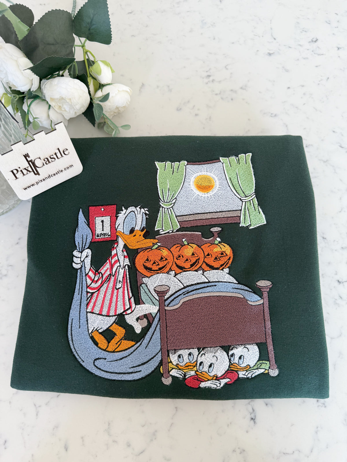 Donald Duck Halloween Embroidered Adult Sweatshirt and T-Shirt