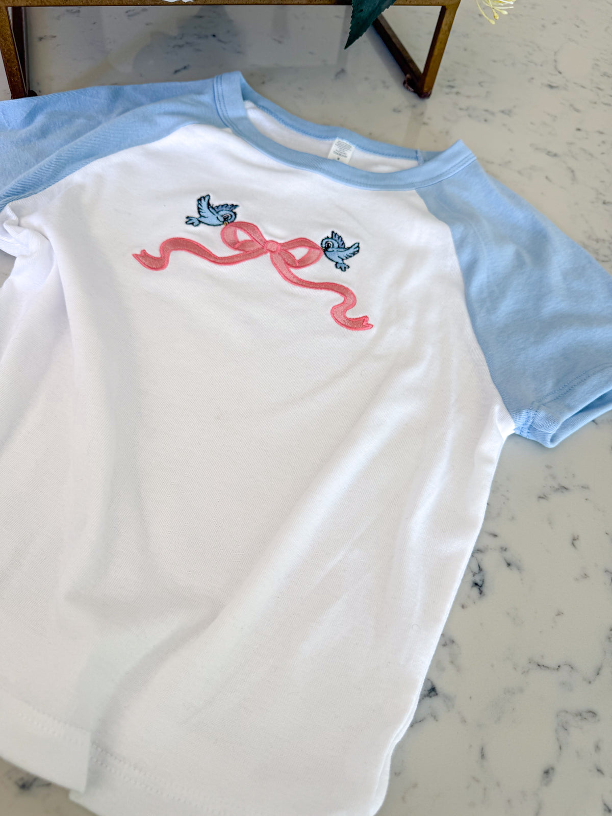 Birds Embroidered Baby Doll T-Shirt