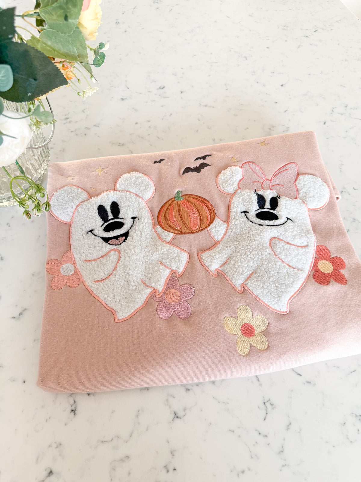 Happy Ghost Embroidered and Applique Shirt