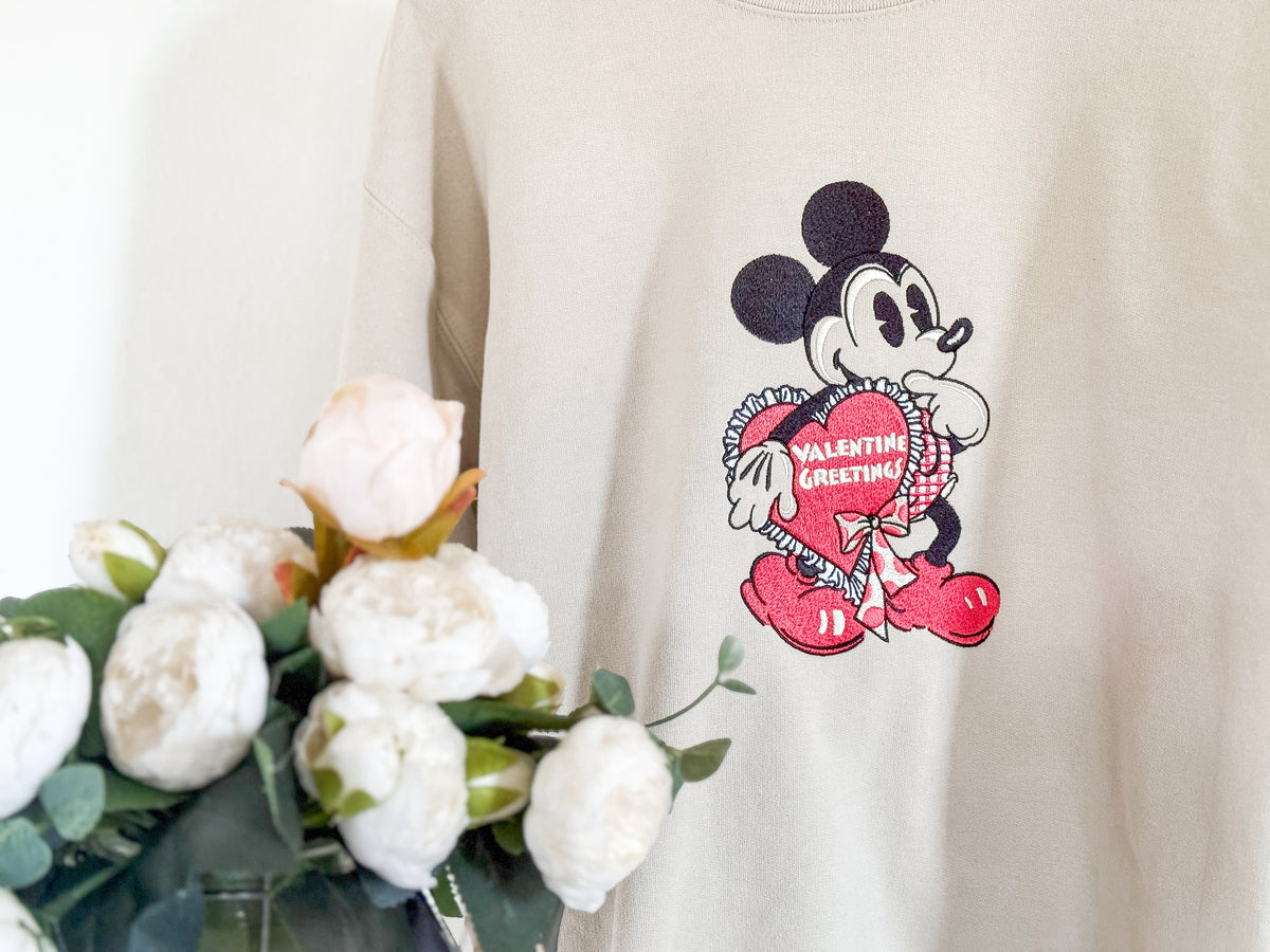 Mickey’s Vintage Valentines Embroidered Adult Shirt