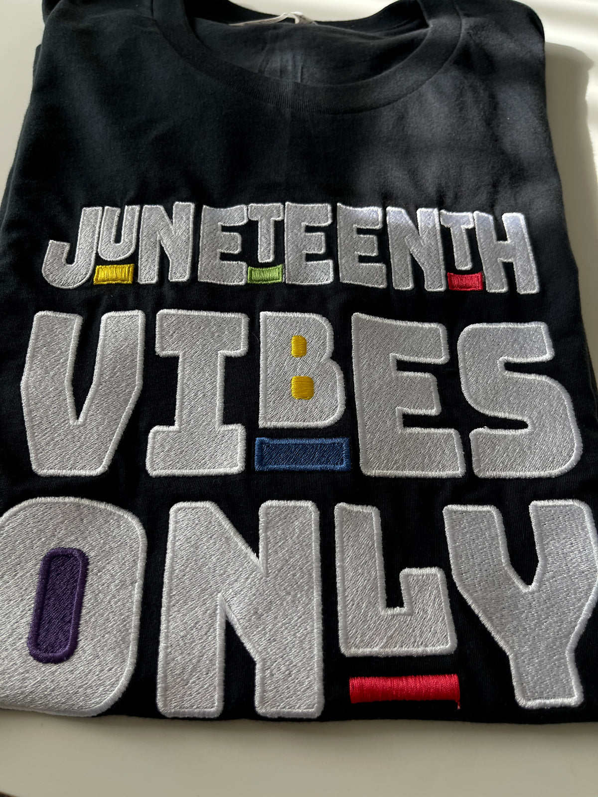 Juneteenth Vibes Embroidery T-Shirt