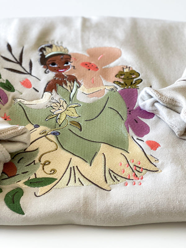 Princess Tiana’s Flowers Embroidered Adult Sweatshirt