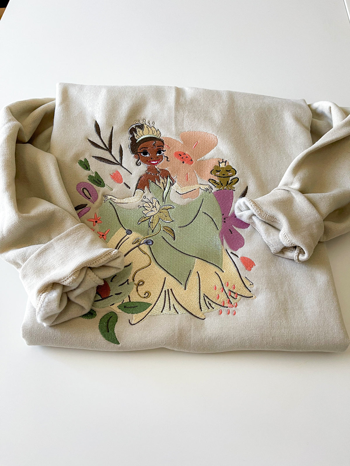 Princess Tiana’s Flowers Embroidered Adult Sweatshirt