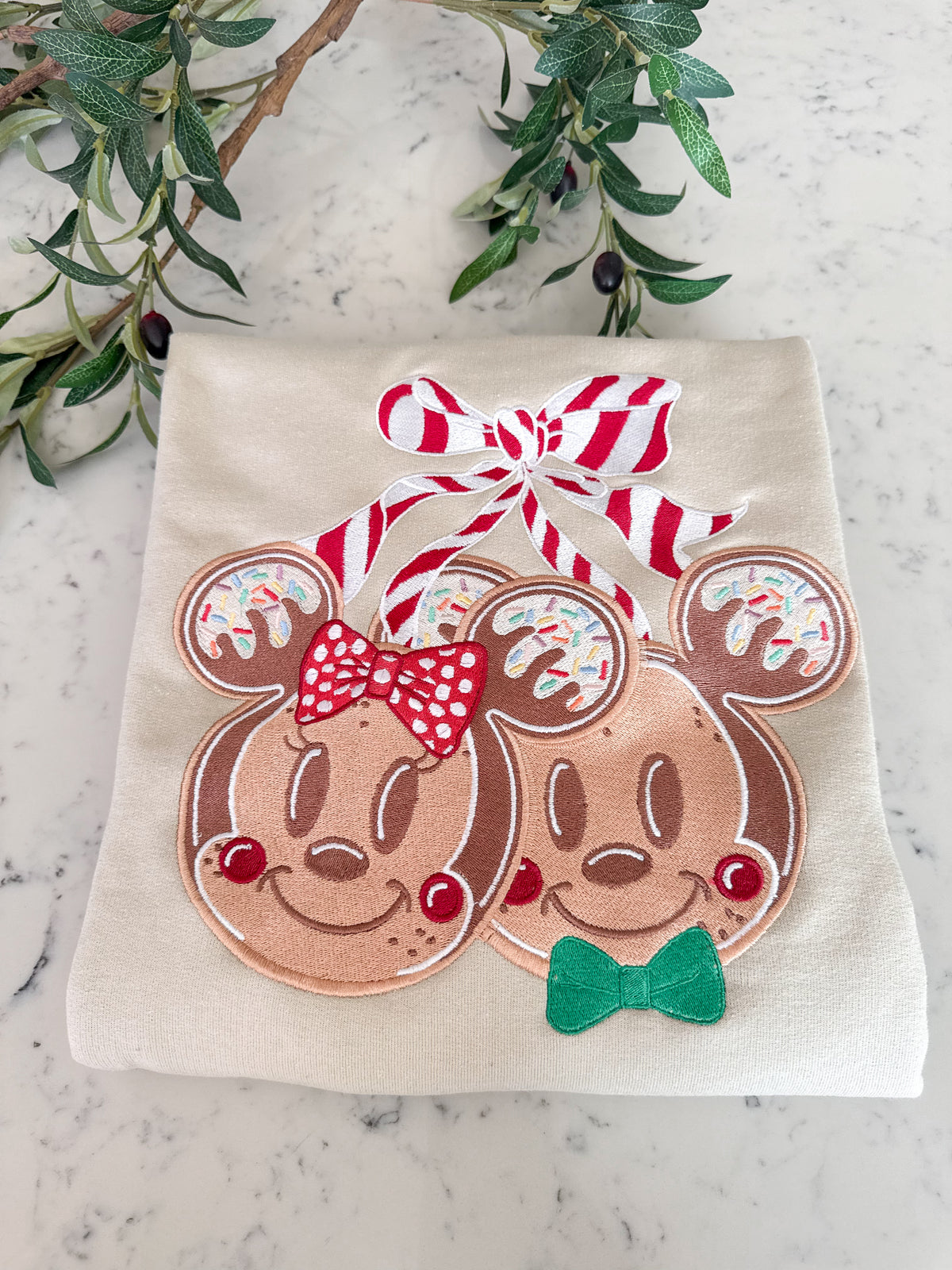Mickey and Minnie Christmas Cookies Embroidered Shirt