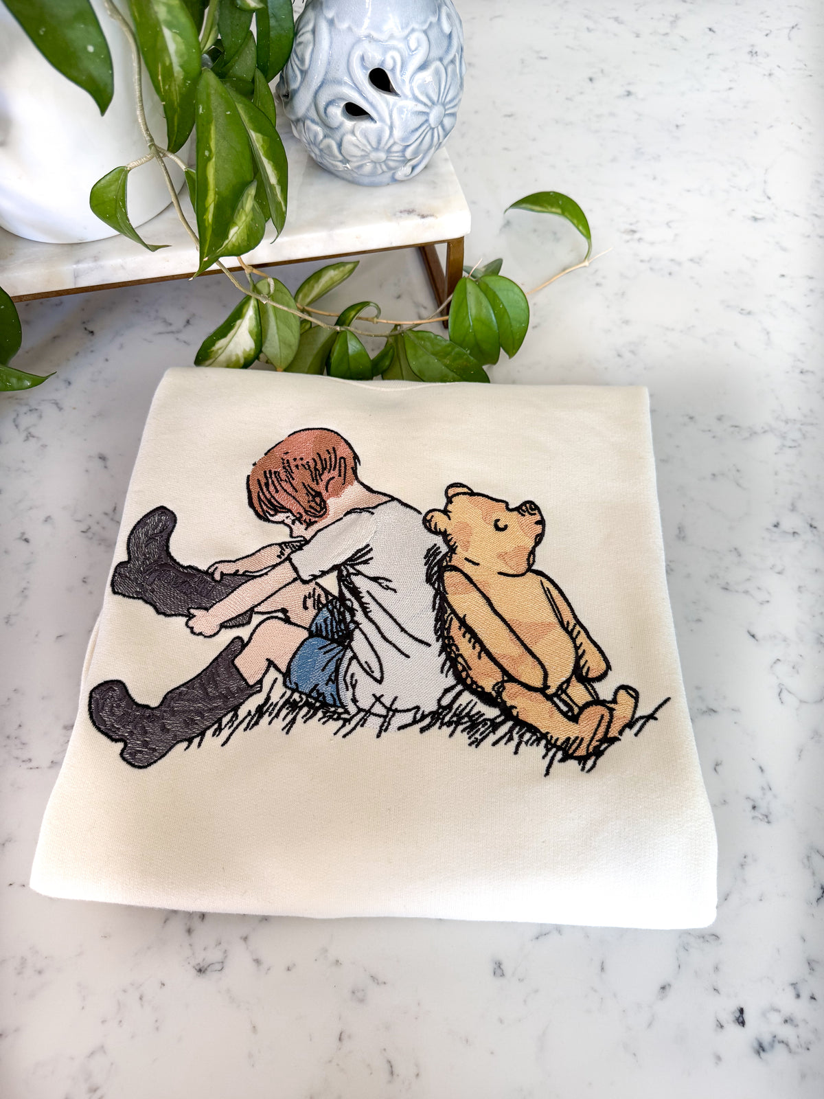 Pooh & Christopher Sketch Embroidered Shirt
