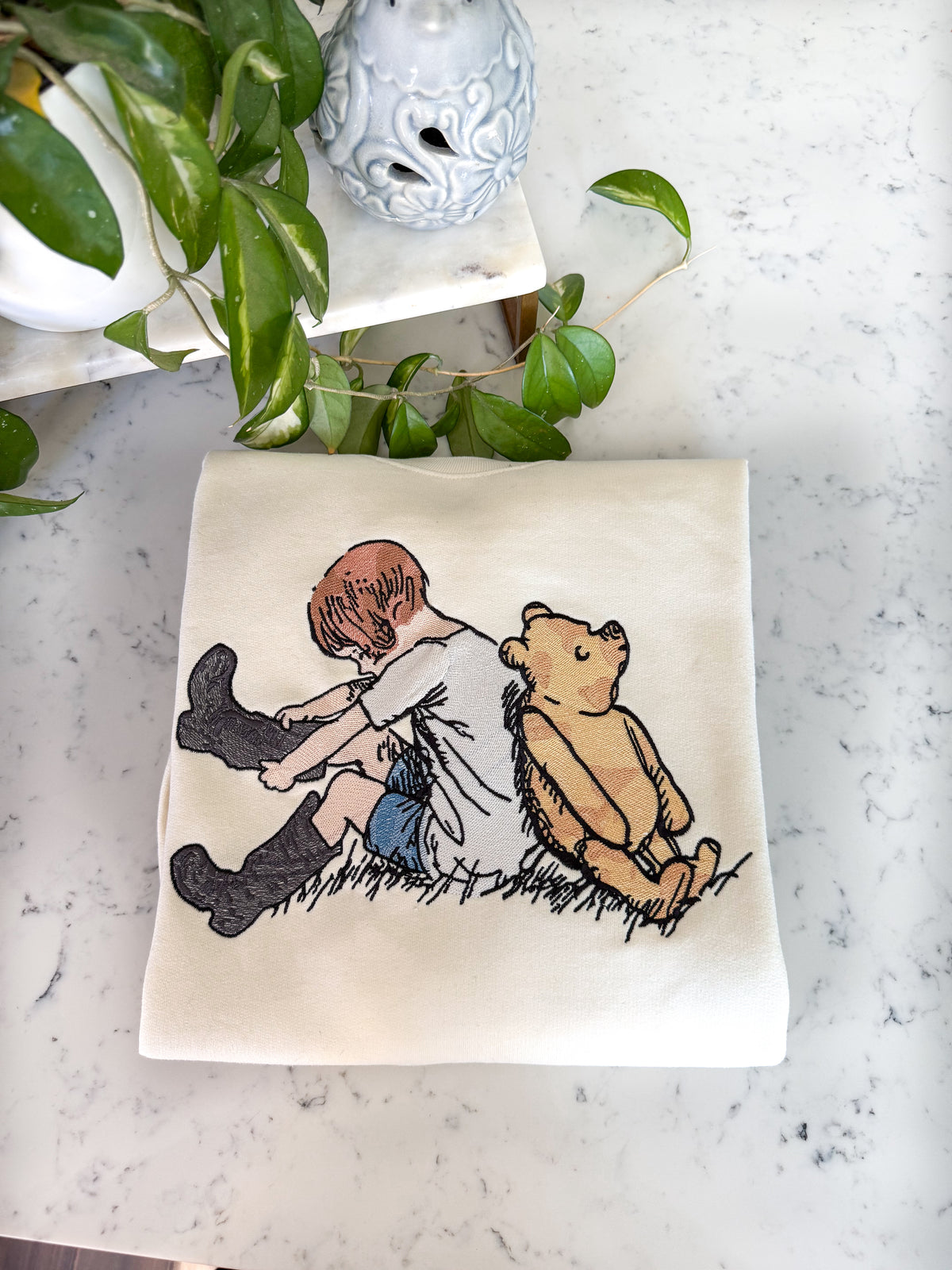 Pooh & Christopher Sketch Embroidered Shirt