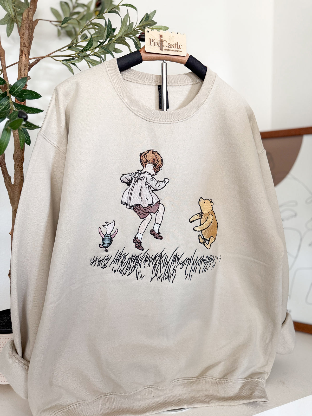 Jump Pooh Jump Sketch Embroidered Shirt