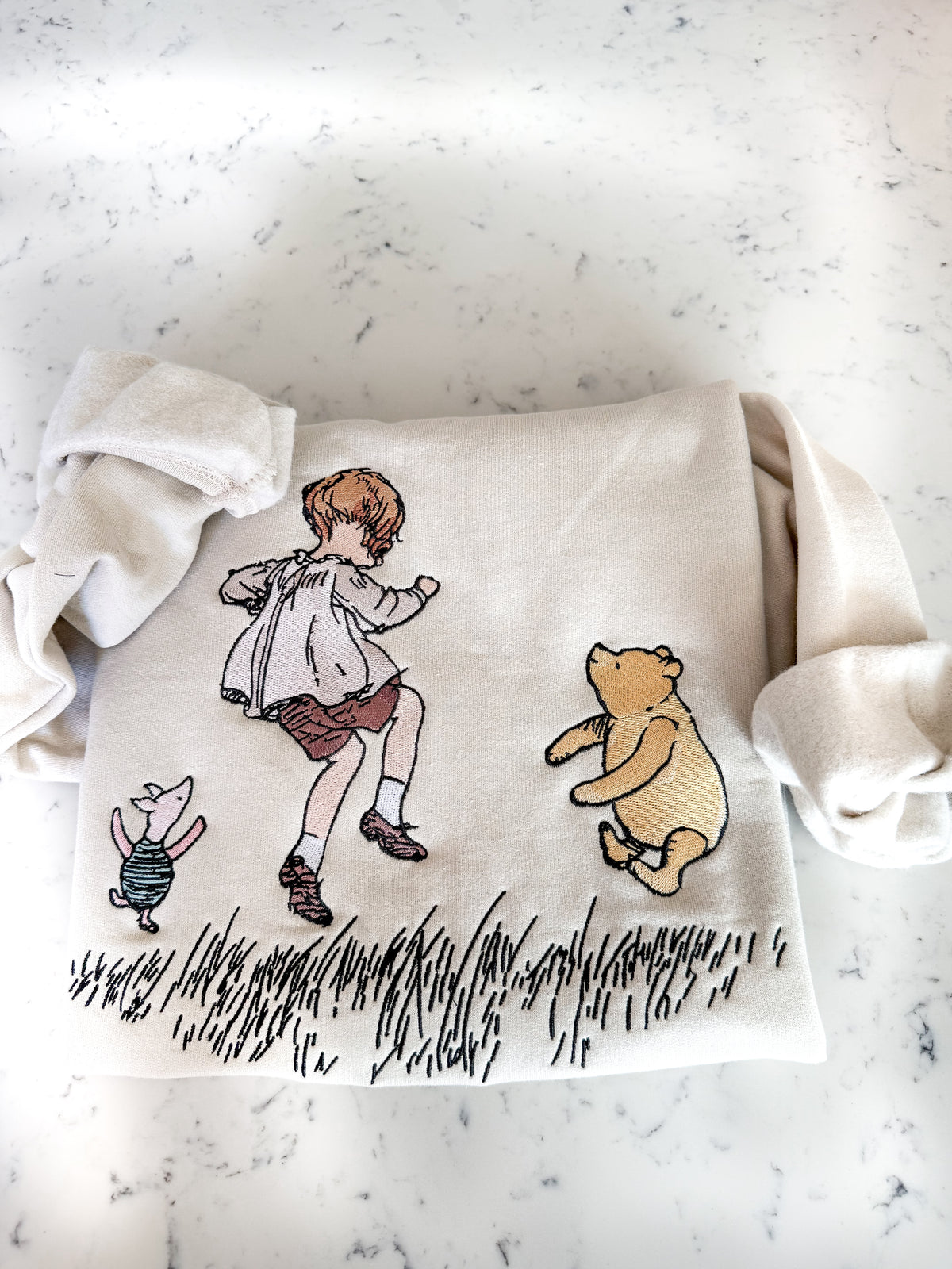 Jump Pooh Jump Sketch Embroidered Shirt