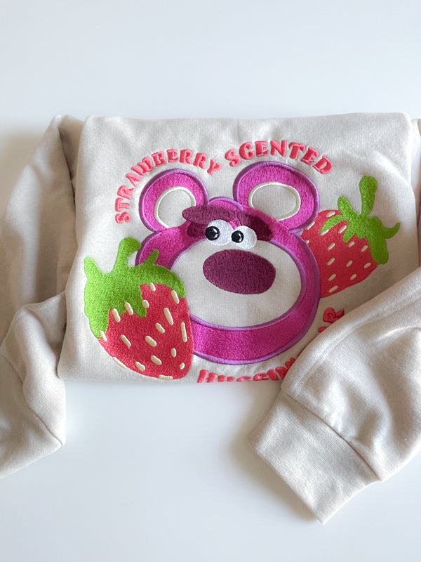 Lotso the Strawberry Hugging Bear Adult Embroidered  Sweatshirt