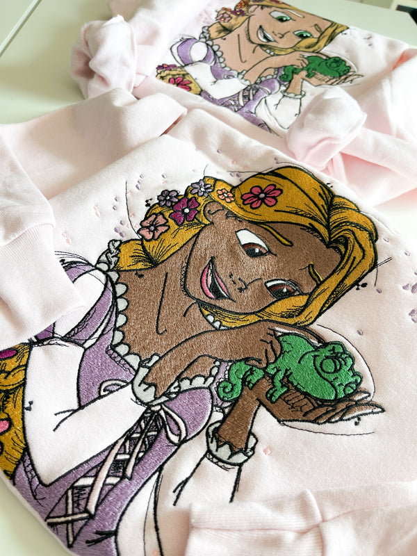 Rapunzel Tangled Embroidered Adult Sweatshirt