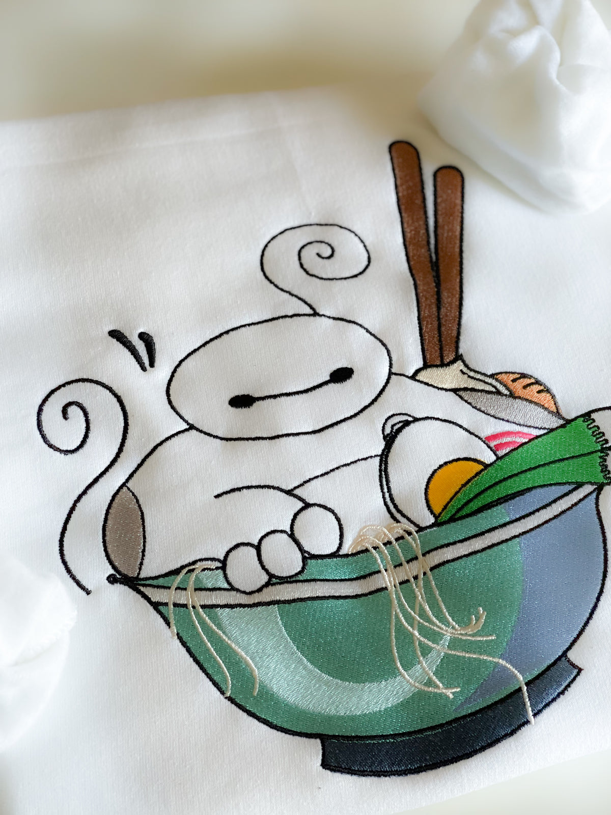 Baymax Ramen Bowl Embroidered Adult Sweatshirt