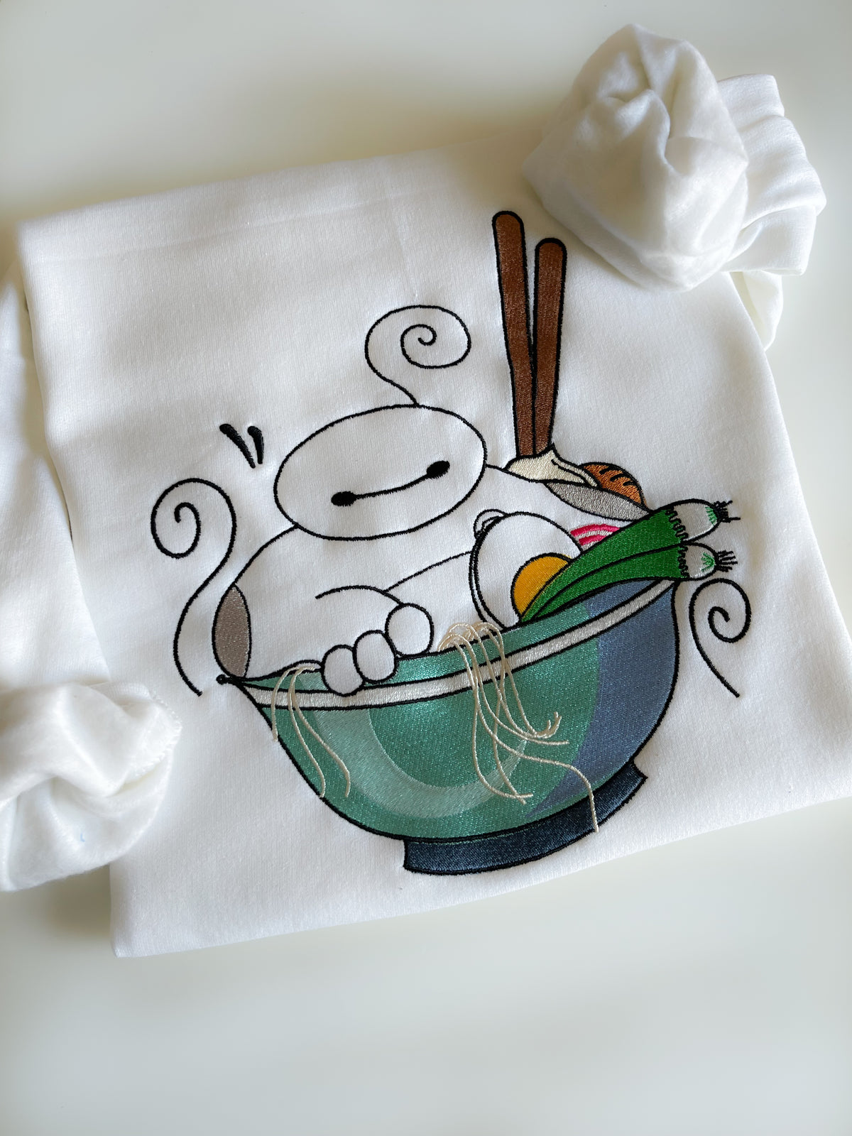 Baymax Ramen Bowl Embroidered Adult Sweatshirt