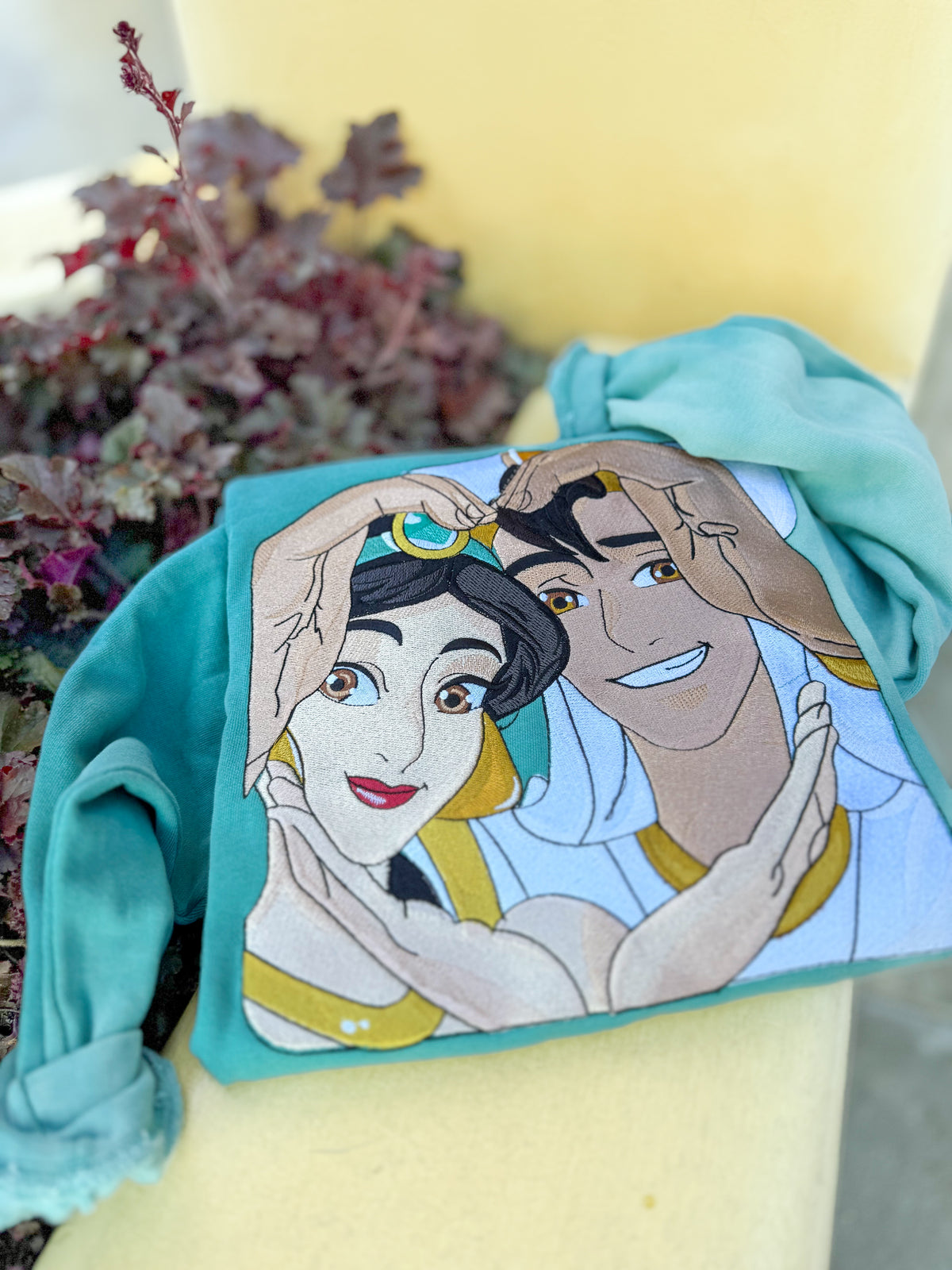 LIVE Aladdin and Jasmine Embroidered Adult Shirt
