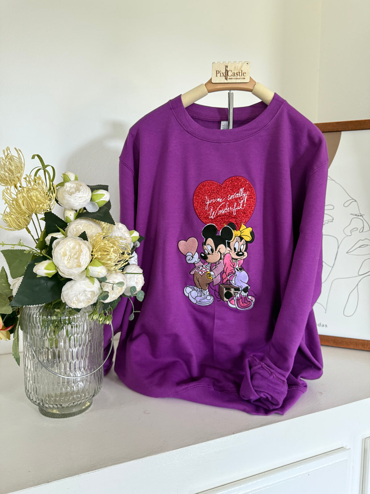 You’re Wonderful Mickey Appliqué Embroidered Shirt