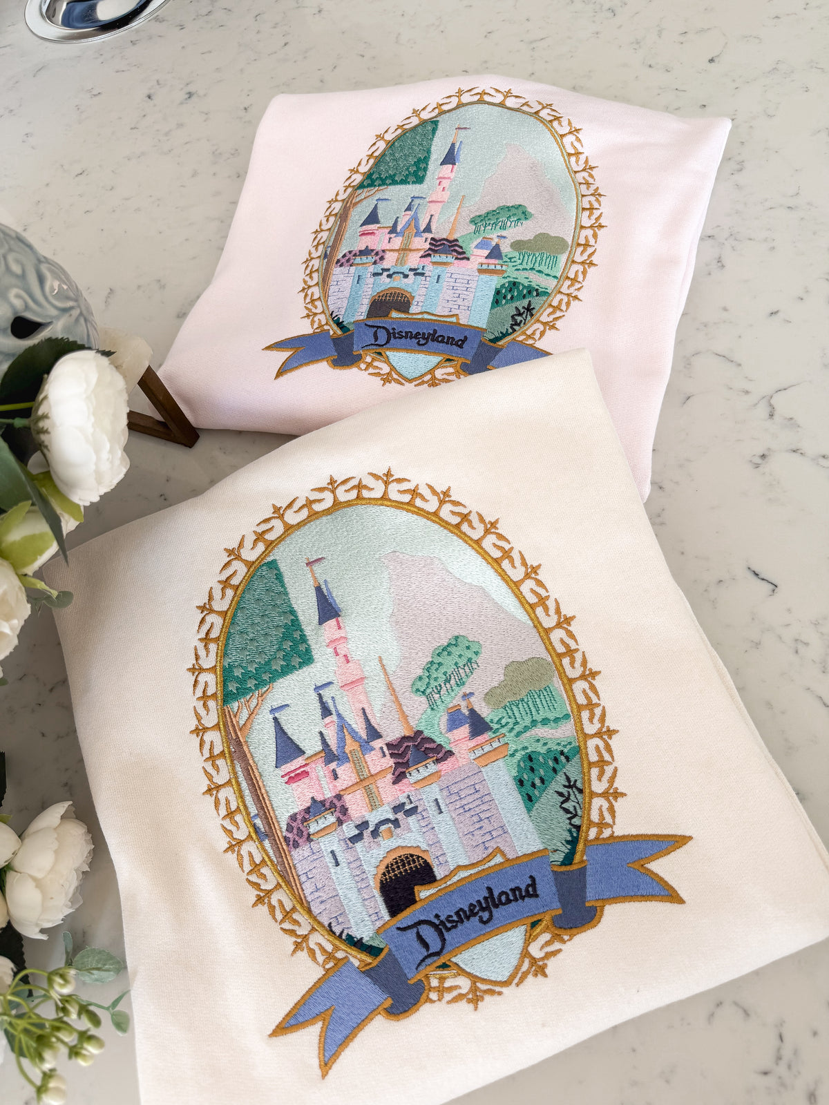 Disney Castle Adult Embroidered Sweatshirt and T-Shirt