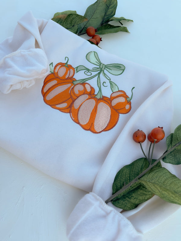 Pumpkin Mickey Head Embroidered Adult Sweatshirt