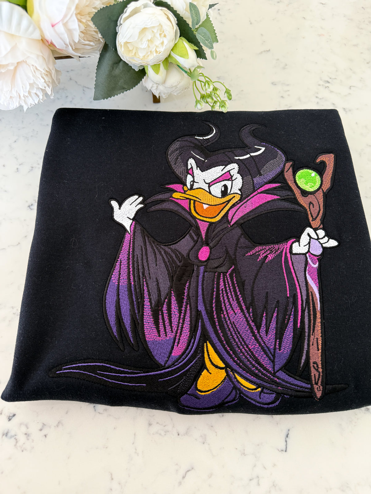 Maleficent Daisy Duck Embroidered Adult Sweatshirt