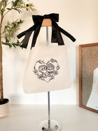 Old Love Embroidered Tote Bag with Bow