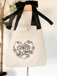 Old Love Embroidered Tote Bag with Bow