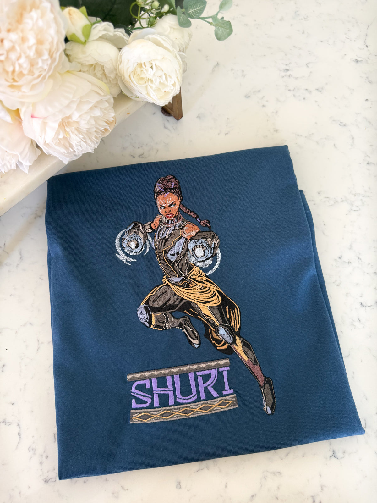 Black Panther Shuri Marvel Adult Embroidered Sweatshirt and T-Shirt