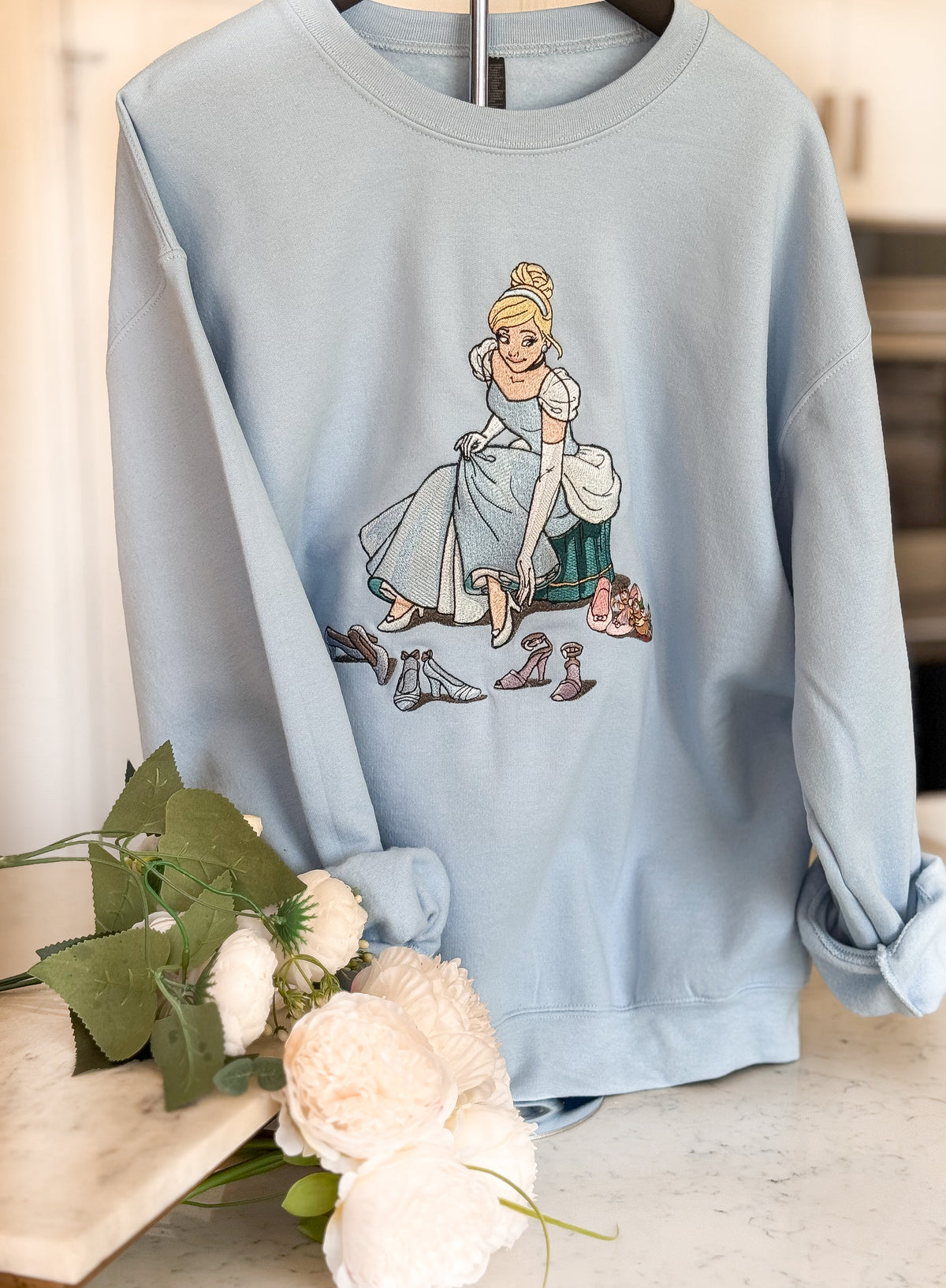 Cinderella Adult Embroidered Sweatshirt and Hoodie
