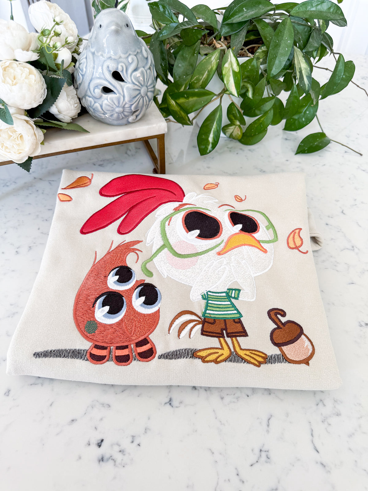 Chicken Little Adult Embroidered Sweatshirt and T-Shirt