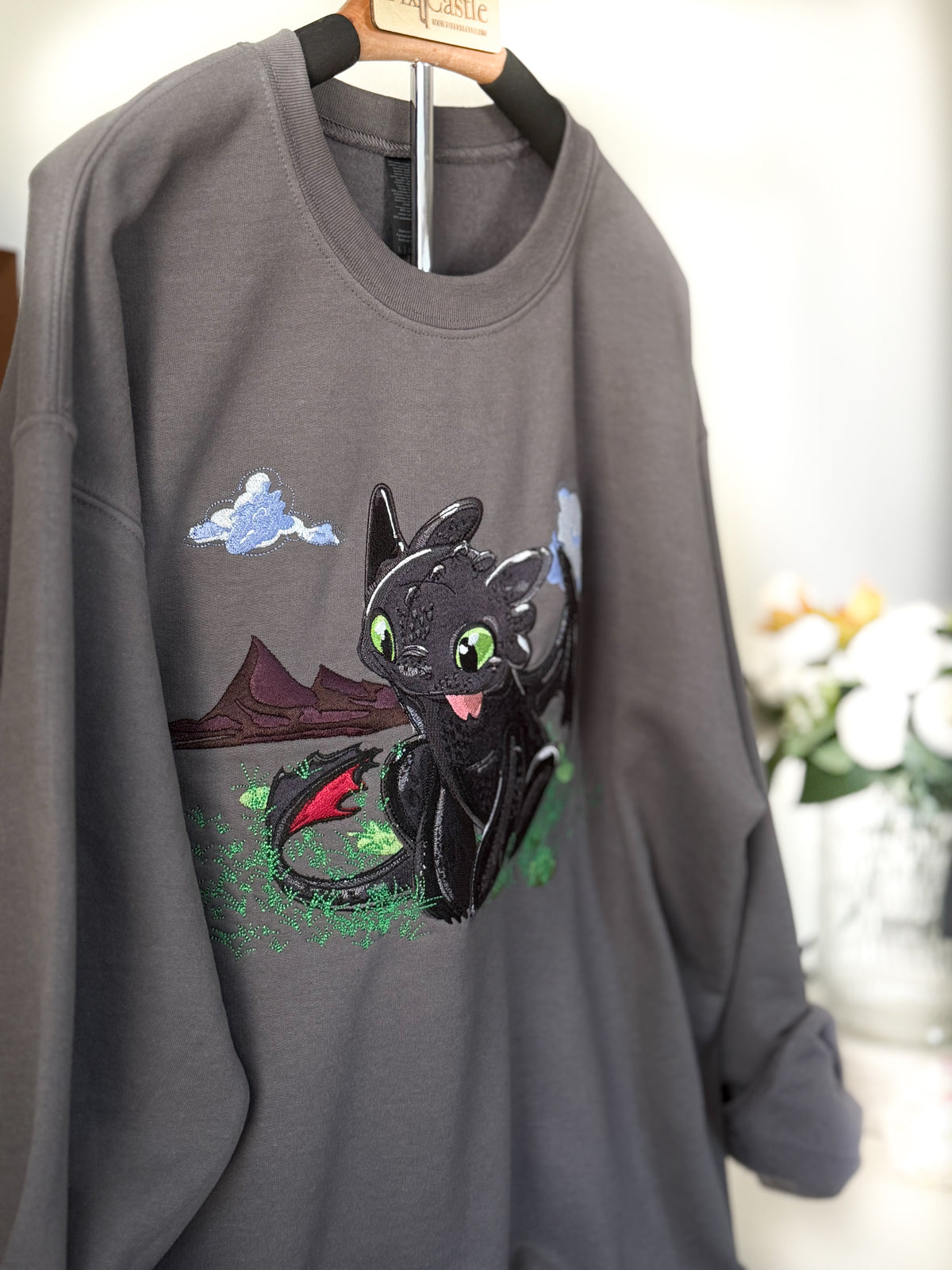 Toothless Adult Embroidered Sweatshirt and T-Shirt