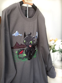 Toothless Adult Embroidered Sweatshirt and T-Shirt
