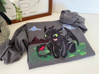 Toothless Adult Embroidered Sweatshirt and T-Shirt