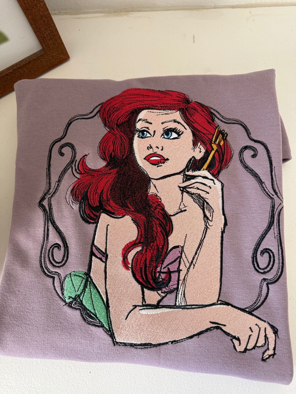 Ariel’s Portrait Adult Embroidered Sweatshirt and T-Shirt