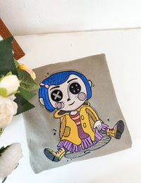 Coraline Embroidered Adult Sweatshirt and T-Shirt