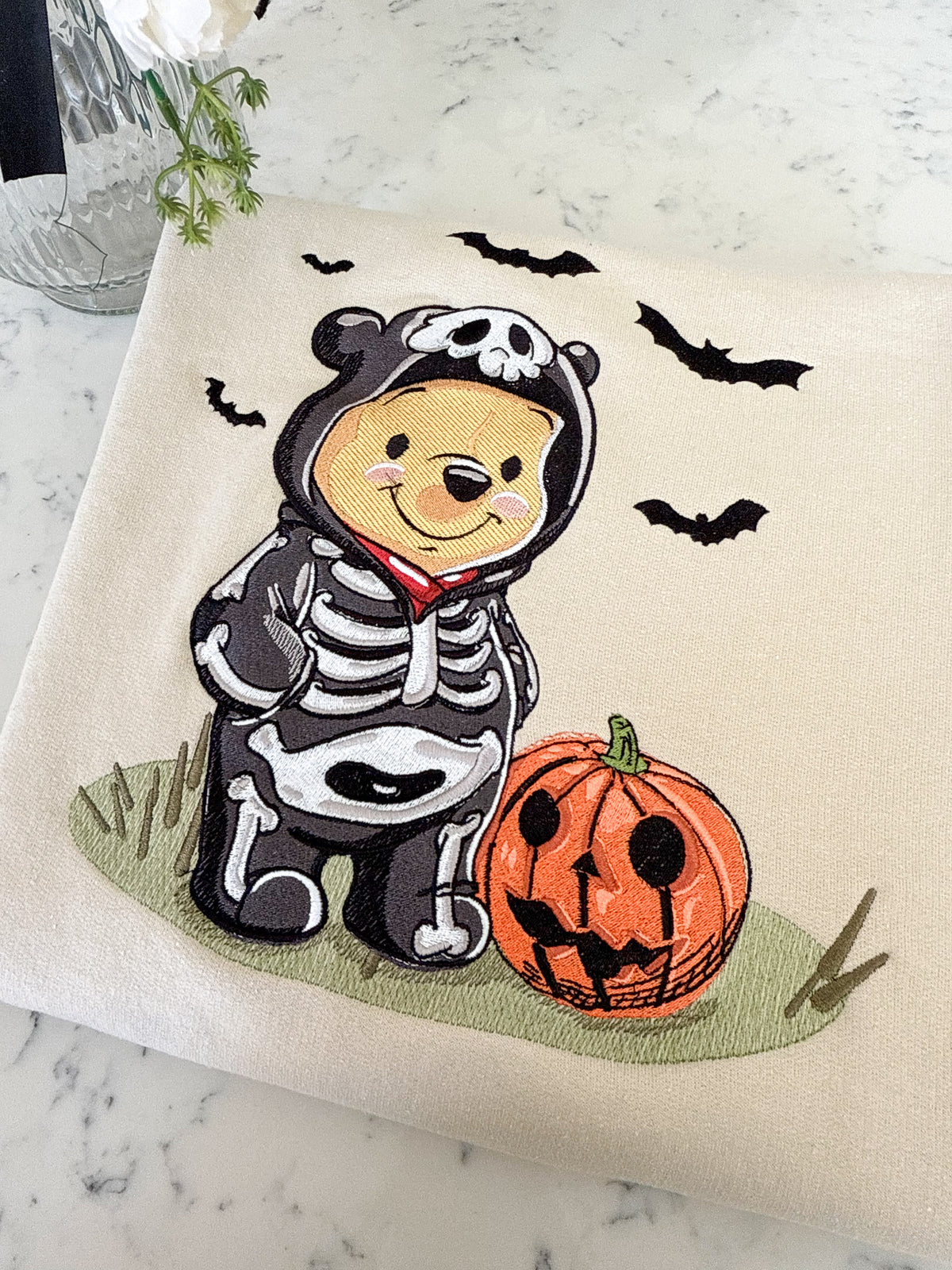 Emo Halloween Pooh Embroidered Adult Sweatshirt and T-Shirt