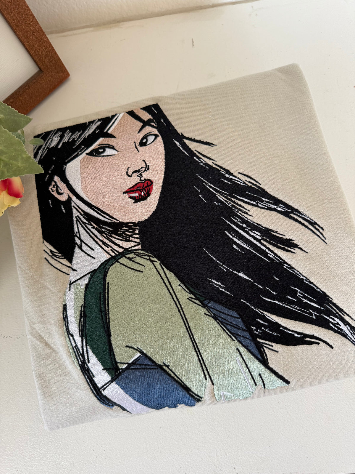 Mulan’s Portrait Adult Embroidered Sweatshirt and T-Shirt