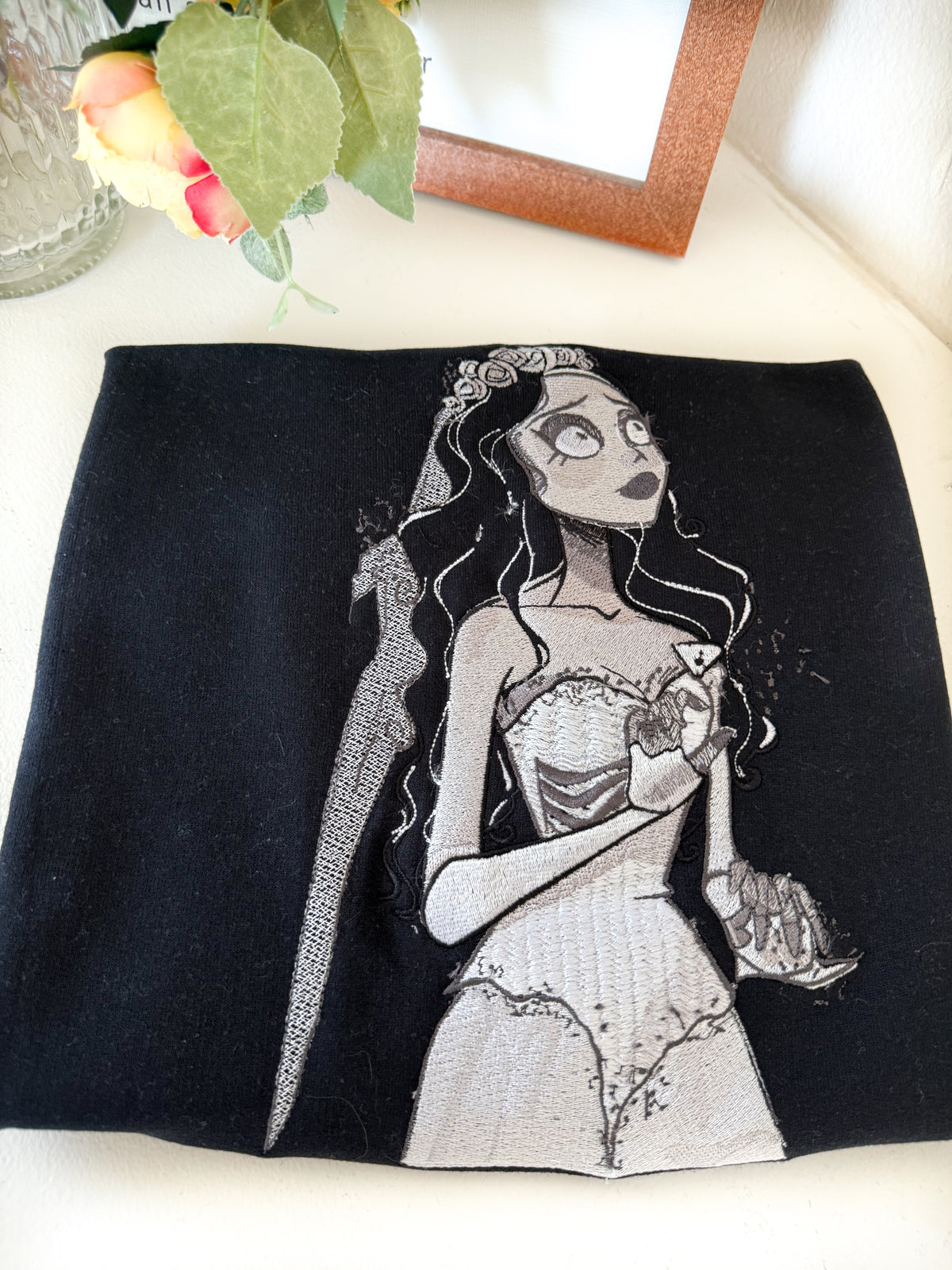 Emily the Corpse Bride Embroidered Adult Sweatshirt and T-Shirt