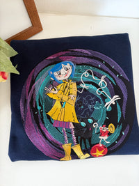 Coraline and The Cat Embroidered Adult Sweatshirt and T-Shirt