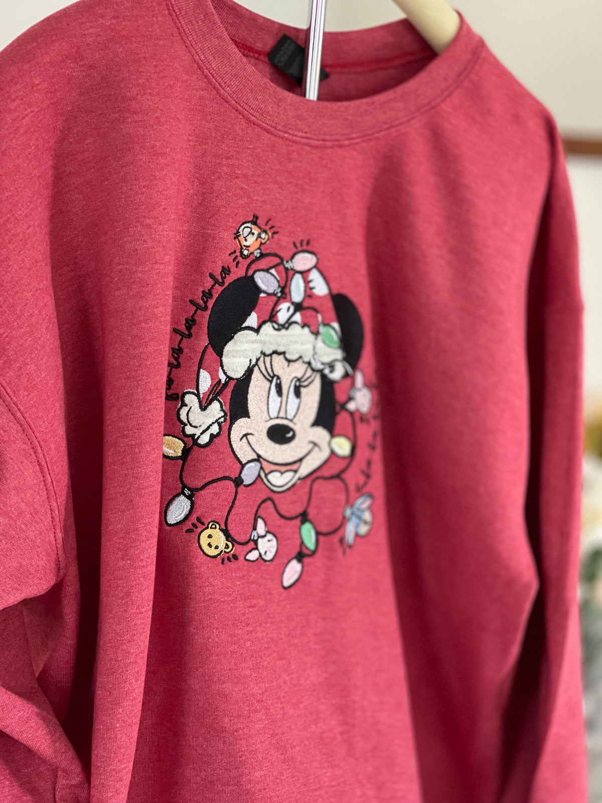 Minnie Christmas Pooh Lights  Embroidered and Appliqué Adult Sweatshirt