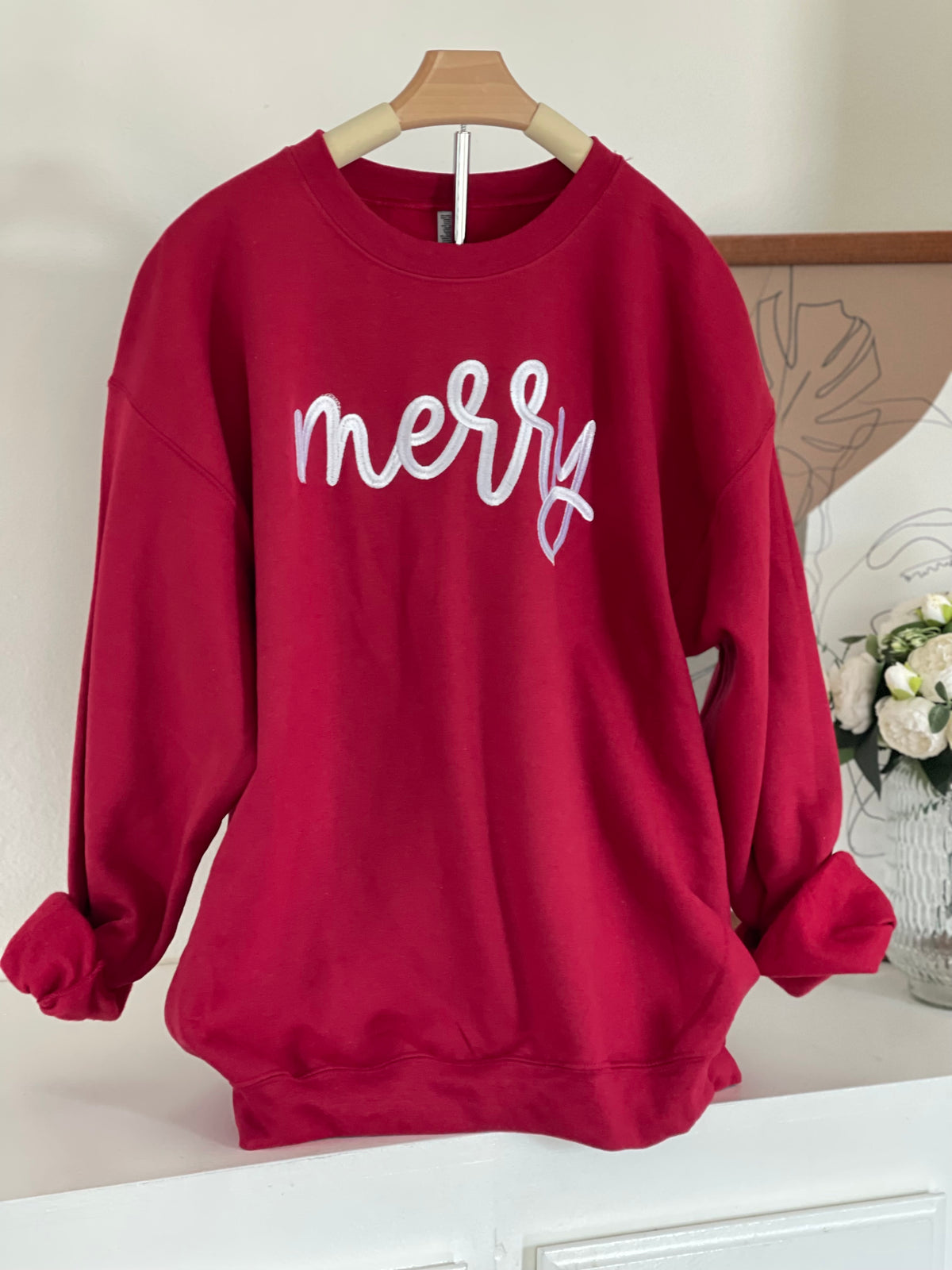 Merry Holiday Embroidered Adult Sweatshirt