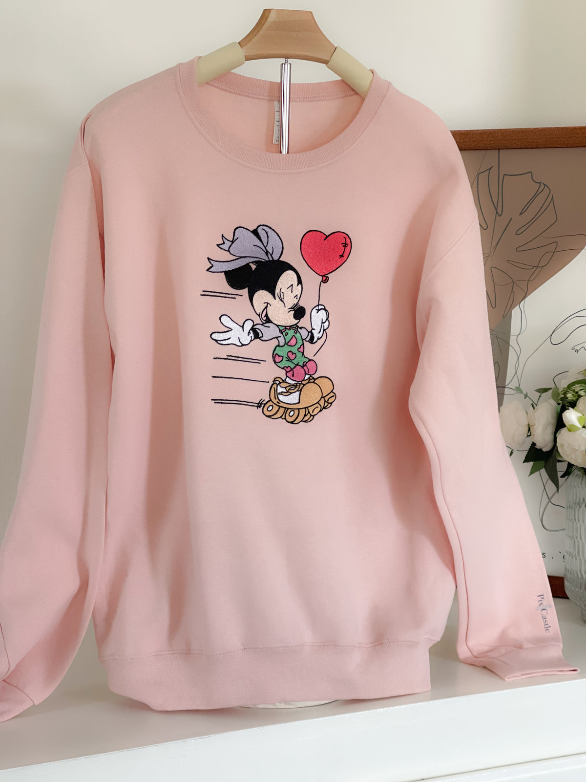 Valentines Minnie Embroidered Adult Sweatshirt