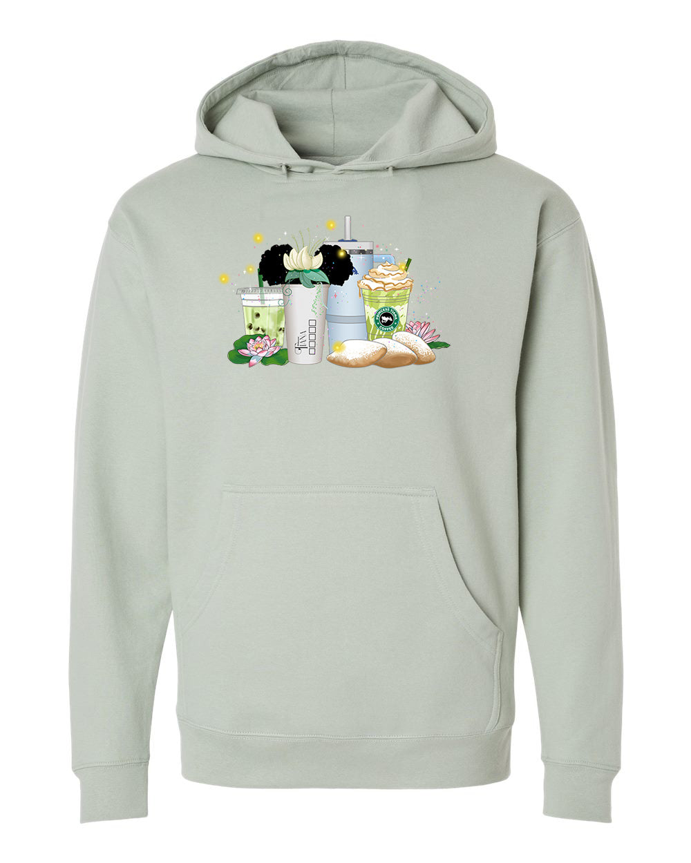 Pixi and Cass Tiana Matcha and Cups Adult Hoodie