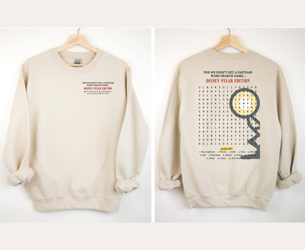 Word Search Pixar Edition -  Adult Sweatshirt