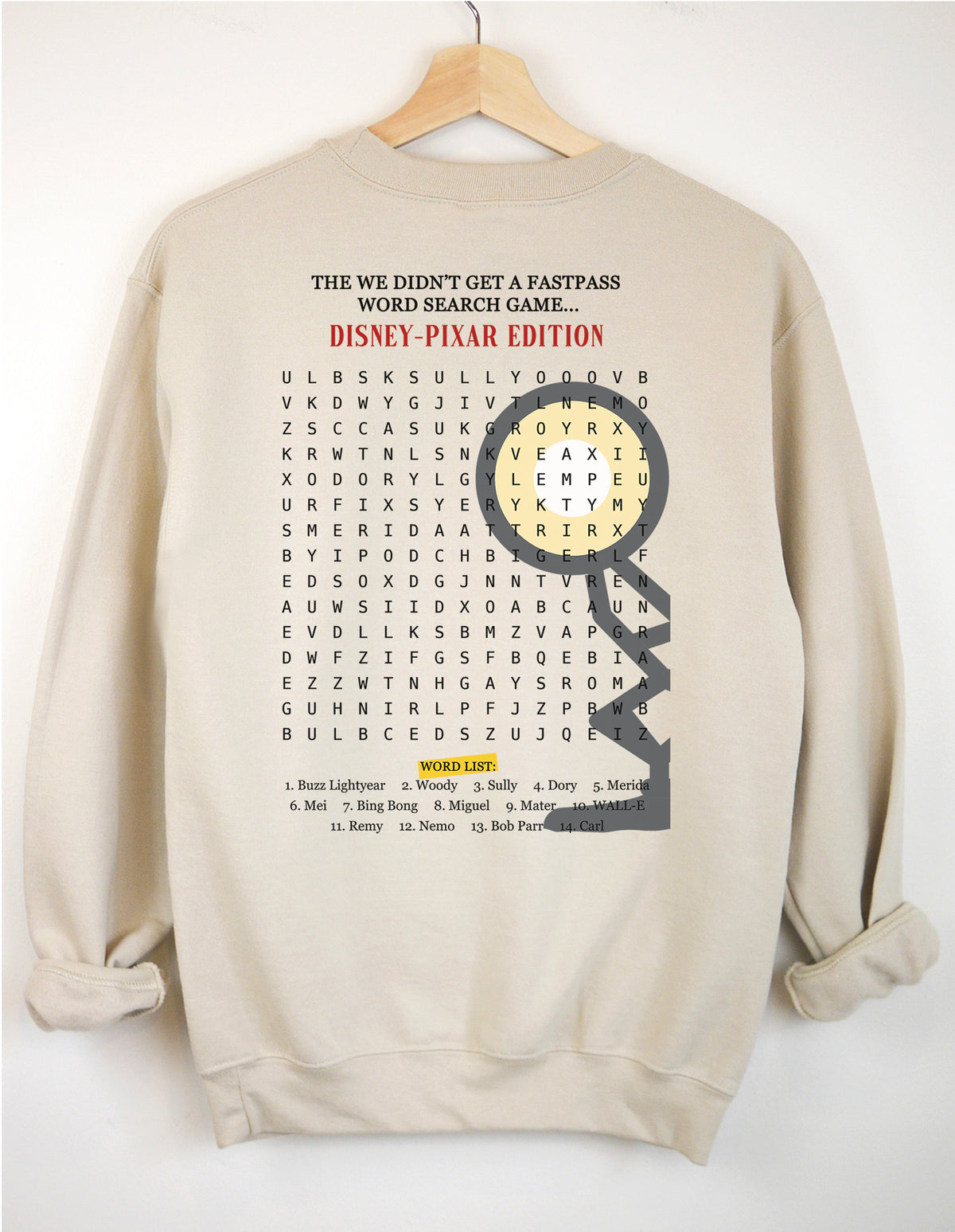 Word Search Pixar Edition -  Adult Sweatshirt