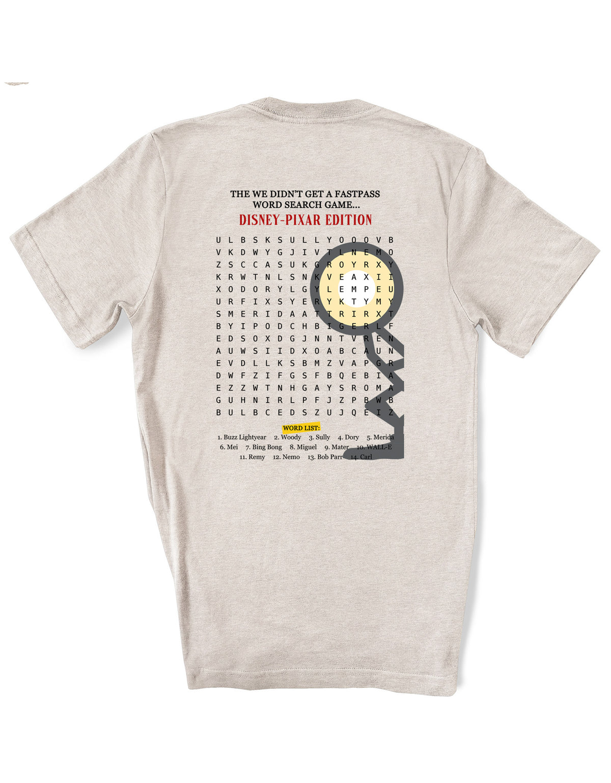 Word Search Pixar Edition -  Adult T-Shirt