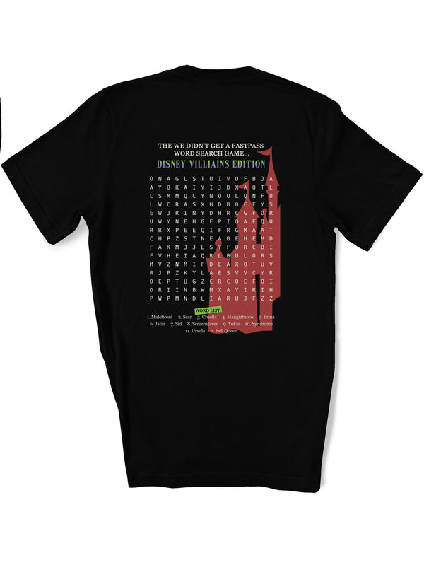 Word Search Villains Edition -  Adult T-Shirt